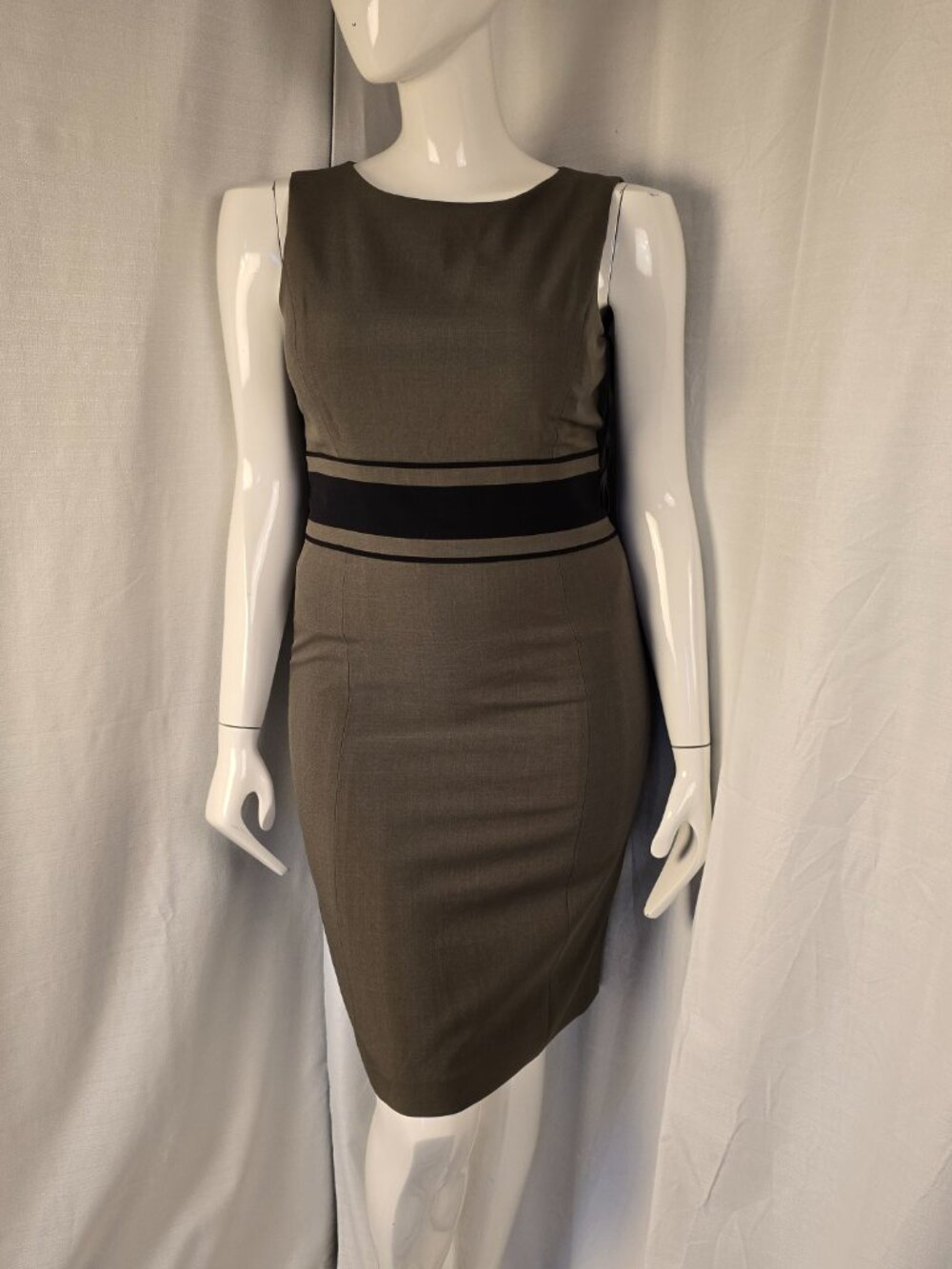 Evan Picone Sage Sleeveless Dress with Black Stripe Detail Size 10